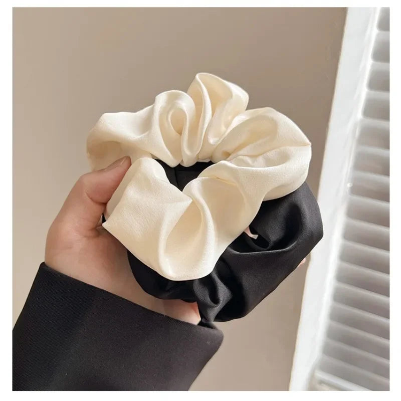 5pcs/Set Woman Elegant Hair Band Solid Color Large Scrunchie Hair Ties Daily Simple Ponytail Holder Girls Hair Accessories
