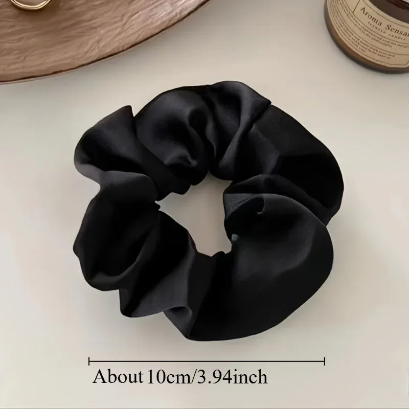 5pcs/Set Woman Elegant Hair Band Solid Color Large Scrunchie Hair Ties Daily Simple Ponytail Holder Girls Hair Accessories