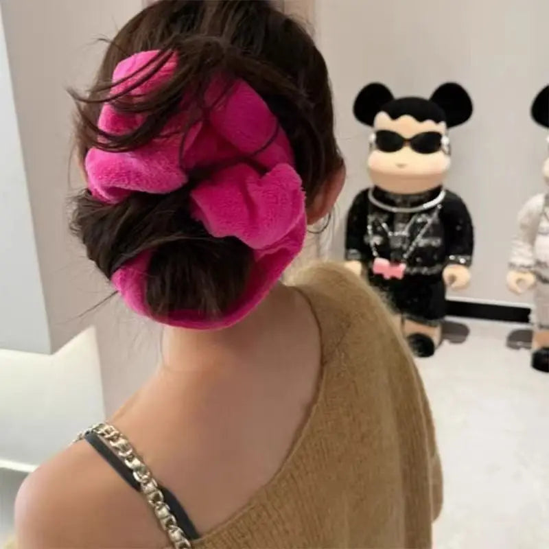 Vintage Velvet Solid Color Large Hair Scrunchies for Women Fashion High Absorbency Plush Elastic Hair Rope Ties Hair Accessoires