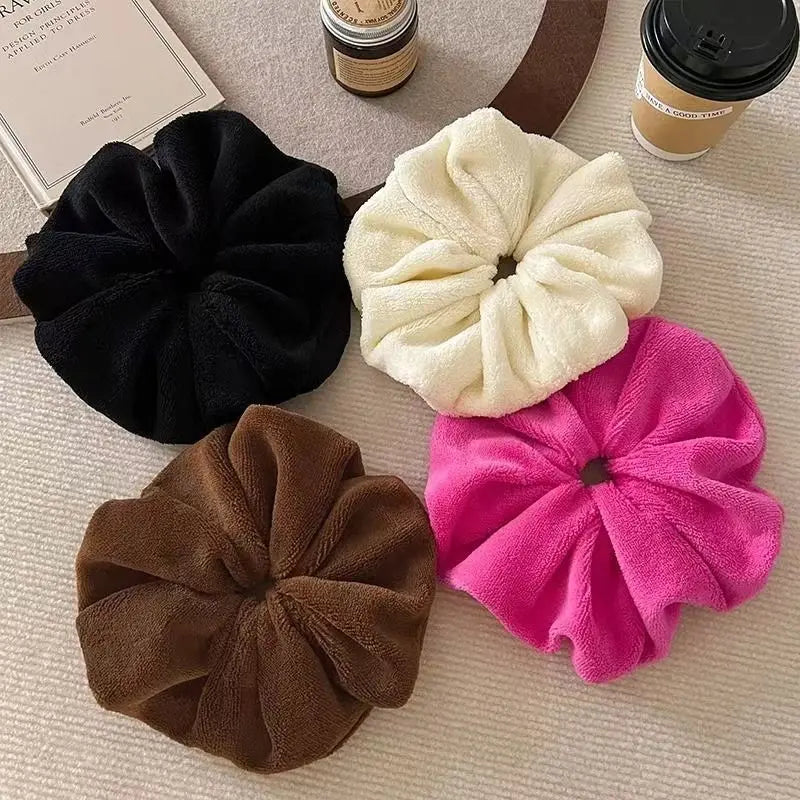 Vintage Velvet Solid Color Large Hair Scrunchies for Women Fashion High Absorbency Plush Elastic Hair Rope Ties Hair Accessoires