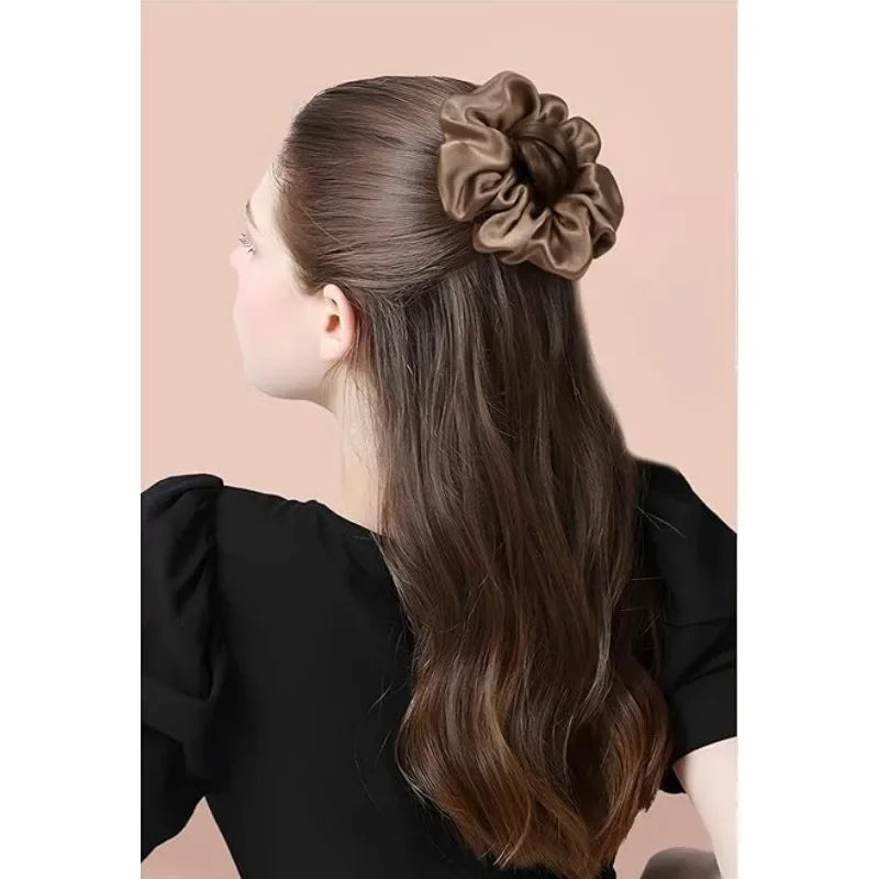 5pcs/Set Woman Elegant Hair Band Solid Color Large Scrunchie Hair Ties Daily Simple Ponytail Holder Girls Hair Accessories