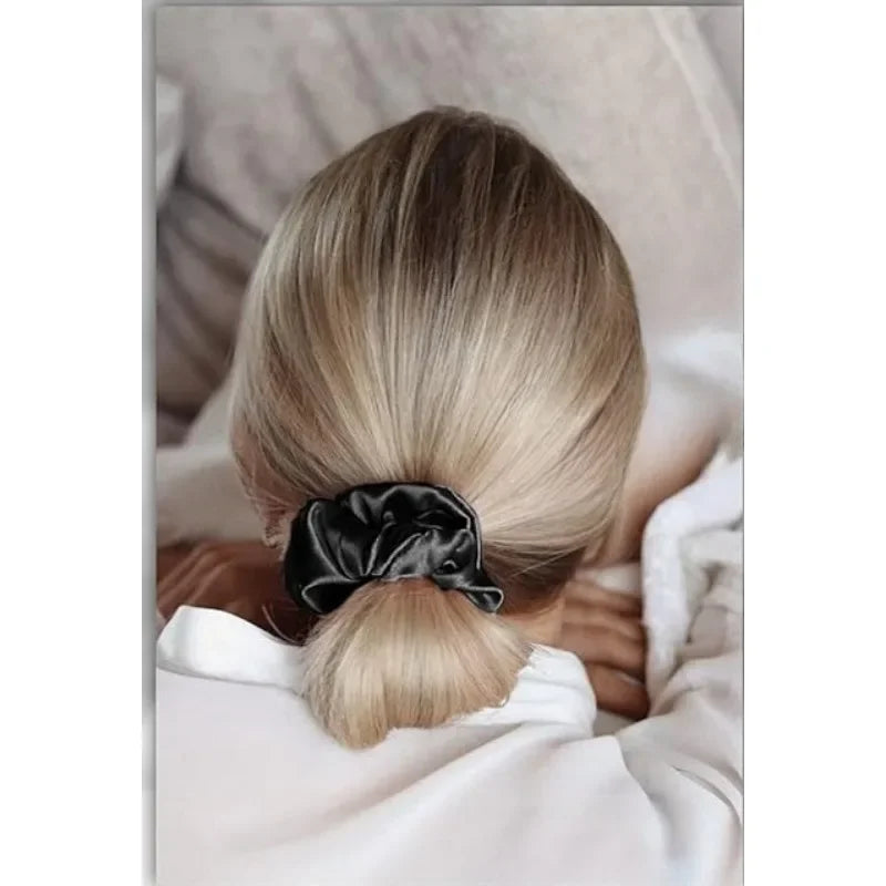 5pcs/Set Woman Elegant Hair Band Solid Color Large Scrunchie Hair Ties Daily Simple Ponytail Holder Girls Hair Accessories