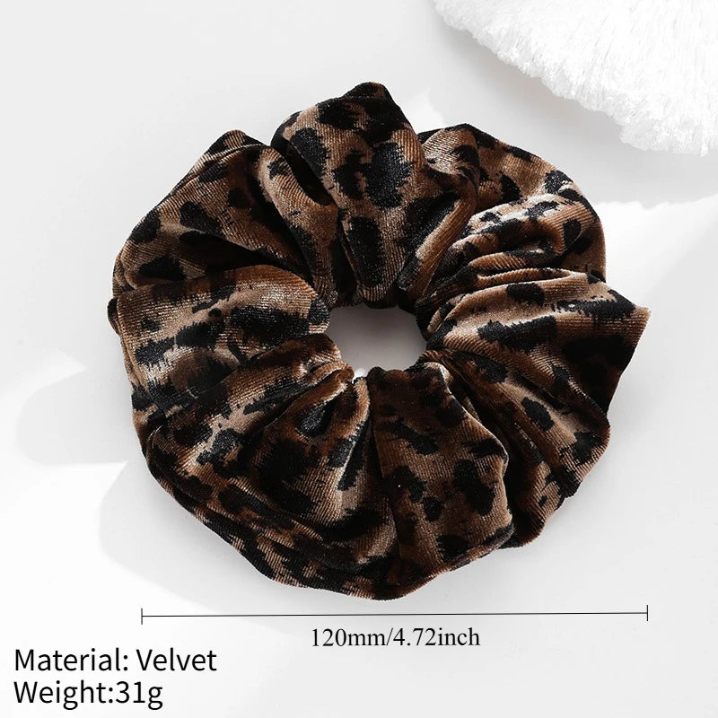ROXI | Oversized Leopard Print Scrunchie for Women Elastic Hair Tie Girls Velvet Hair Rubber Bands Korea Fashion