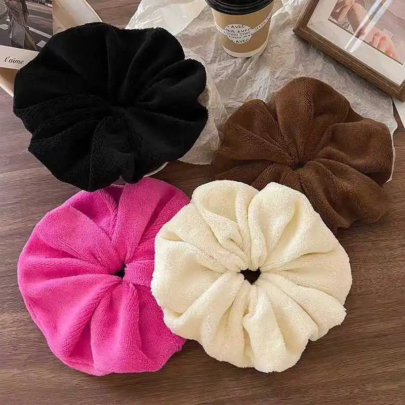 Vintage Velvet Solid Color Large Hair Scrunchies for Women Fashion High Absorbency Plush Elastic Hair Rope Ties Hair Accessoires