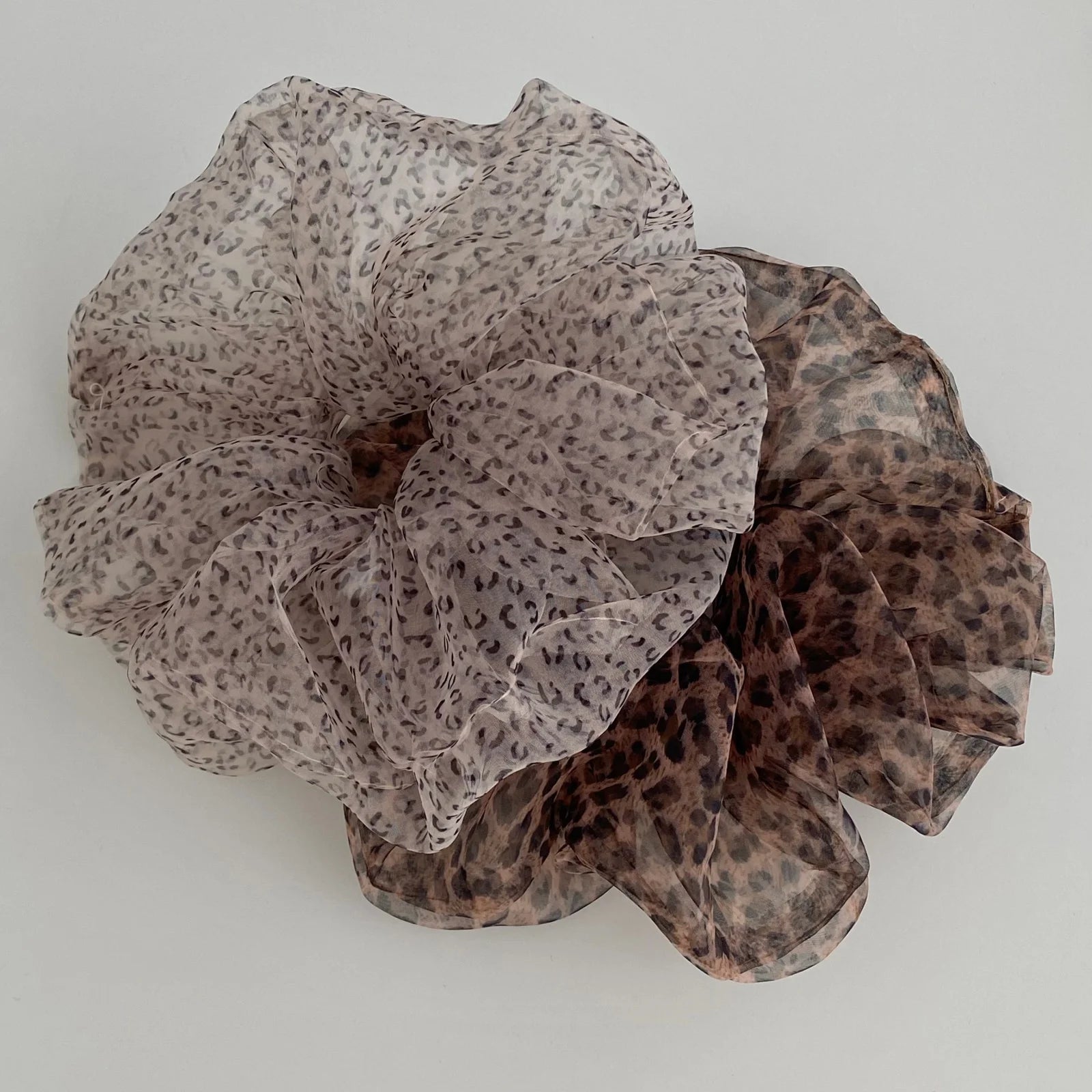 Ins Leopard Print Mesh Scrunchies, Large Sweet Cool Hair Ties, Japanese Korean Fashion Ponytail Hair Accessories For Women Daily